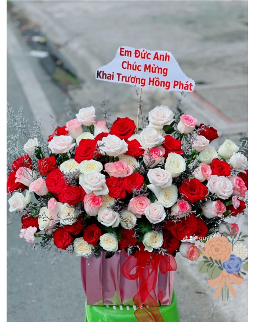 Giỏ hoa khai trương rẻ to đẹp 