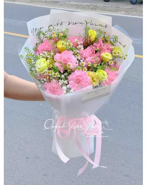 Bó hoa Cẩm chướng màu hồng 