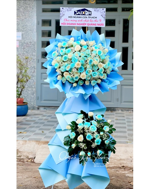 Kệ khai trương tone xanh dương 