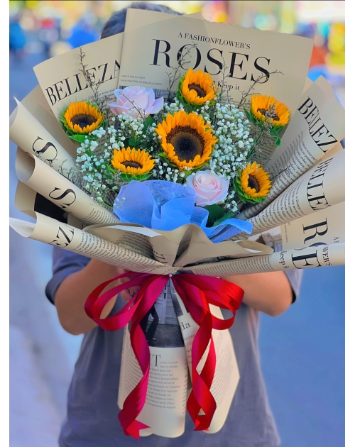 Bó hoa tốt nghiệp mix hoa hướng dương 