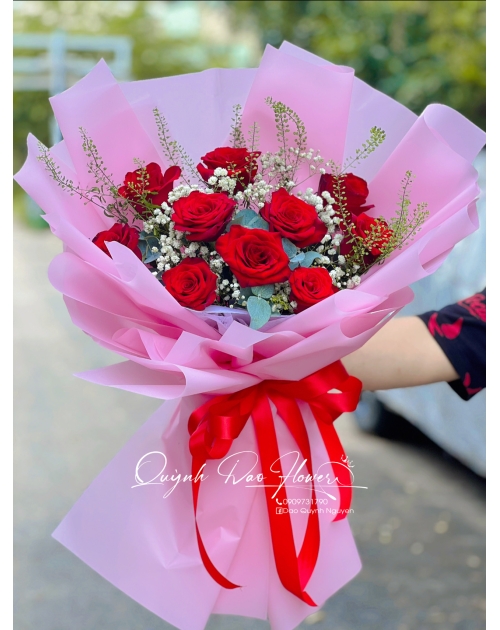 Bó hoa hồng đỏ 10 bông