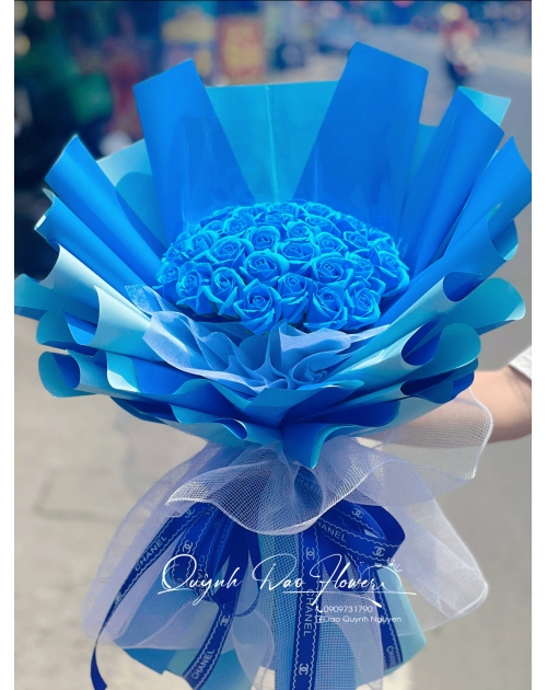 Bó hoa sáp 40 bông màu xanh dương 