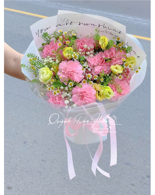 Bó hoa Cẩm chướng màu hồng 