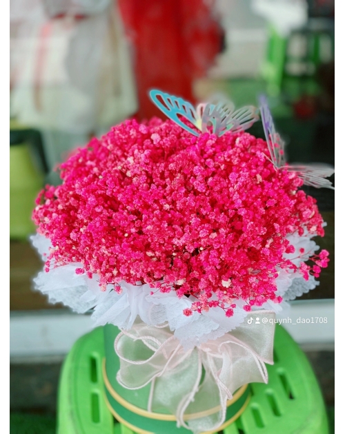 Hộp hoa bi khô màu để bàn
