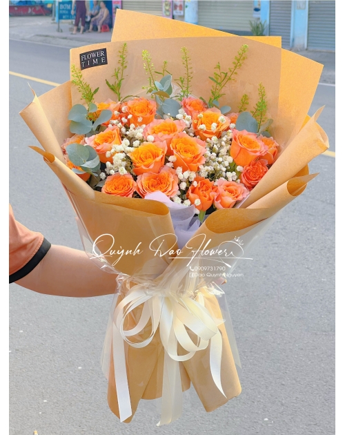 Bó hoa tốt màu cam