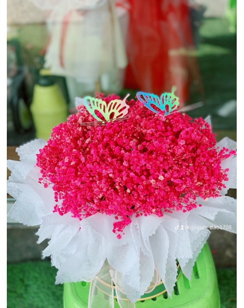 Hộp hoa bi khô màu để bàn