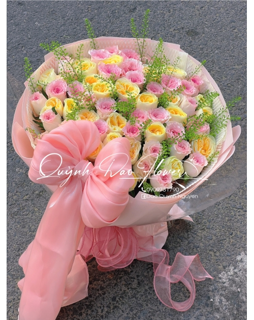 Bó hoa vàng mix hồng khổng lồ