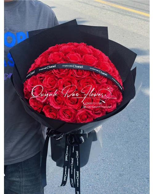 Bó hoa sáp tròn đỏ cao cấp 