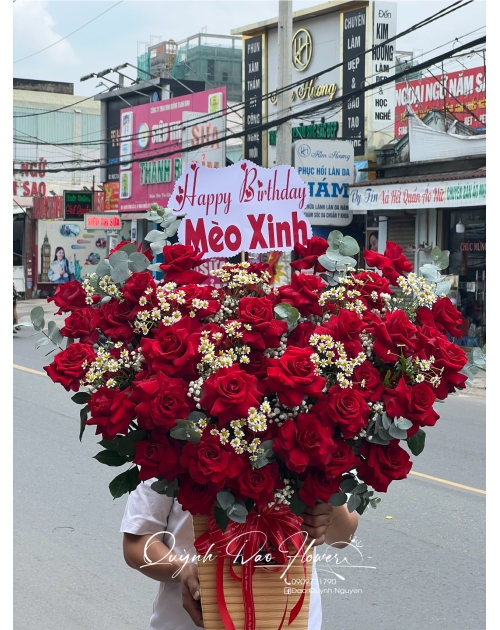 Giỏ hoa to trái tim tặng sinh nhật, khai trương tại quận 12, bình thạnh