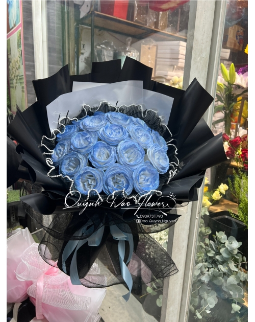 Bó hoa nhũ loang xanh dương 