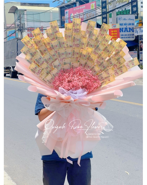 Bó hoa tiền 65 tờ 10k