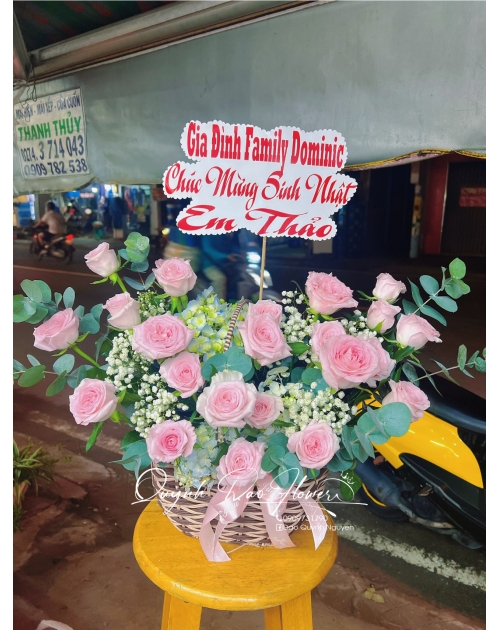 Giỏ hoa để bàn mix Cẩm Tú cầu 
