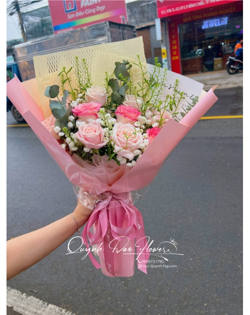 Hoa mix tone hồng 