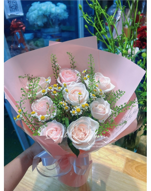 Bó hoa hồng kem dâu  thủ Đức hcm