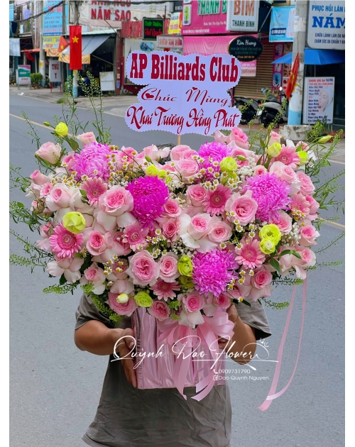 Giỏ hoa màu Hồng tặng khai trương 