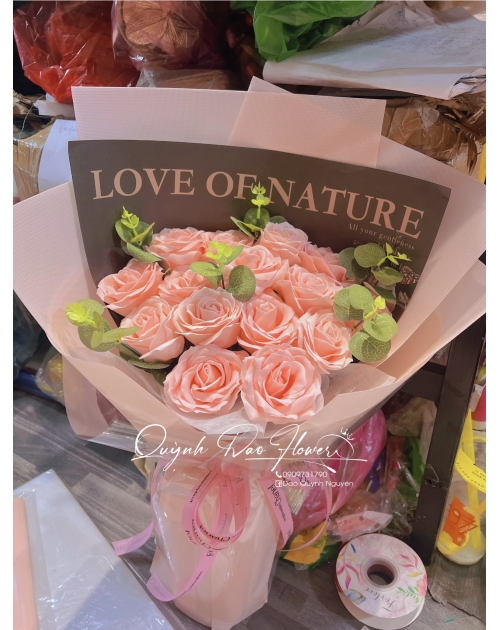 Bó hoa sáp hồng paster