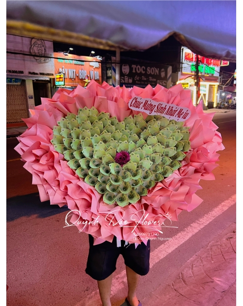 Bó hoa tien 100 tờ 100k
