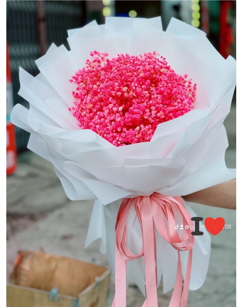 Bó hoa bi khô màu Hồng tặng sinh nhật, shop hoa gần nhất, shop hoa gần đây, Thủ Đức, Thuận An, Bình Dương 