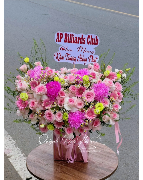 Giỏ hoa màu Hồng tặng khai trương 