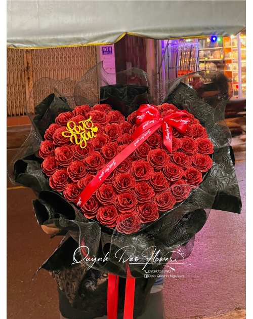 Bó hoa trái tim phong 50bông