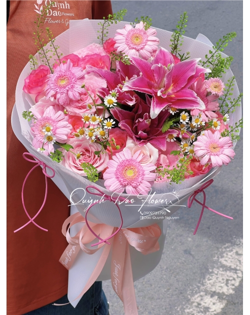 Bó hoa ly kép hồng bình dương 