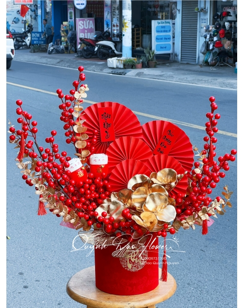 Chậu đào đông ngày Tết 