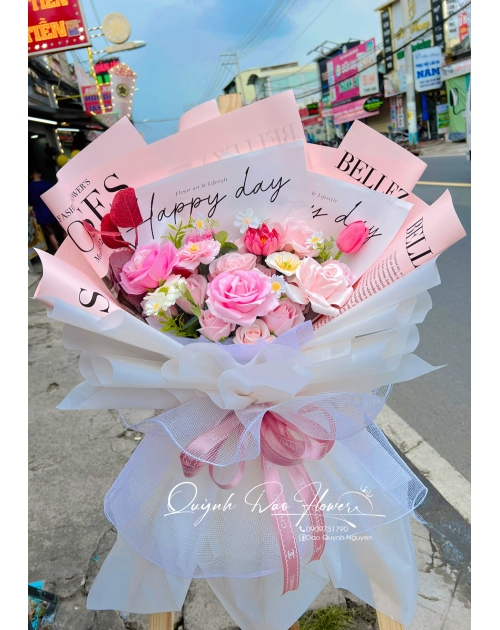 Bó hoa sáp mix cao cấp sang trọng 