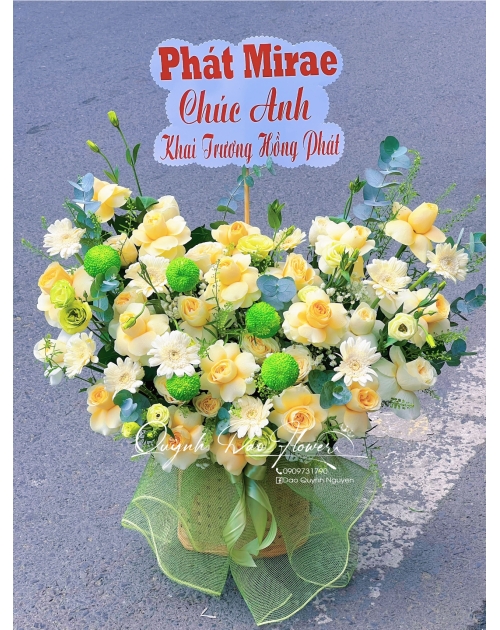 Giỏ hoa vàng xanh lá quận 12