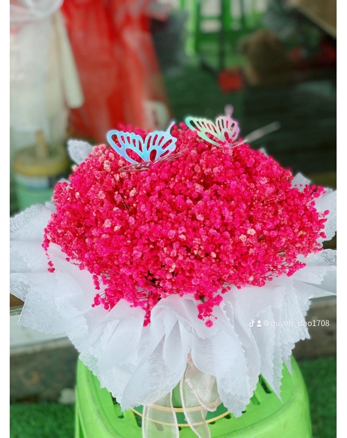 Hộp hoa bi khô màu để bàn