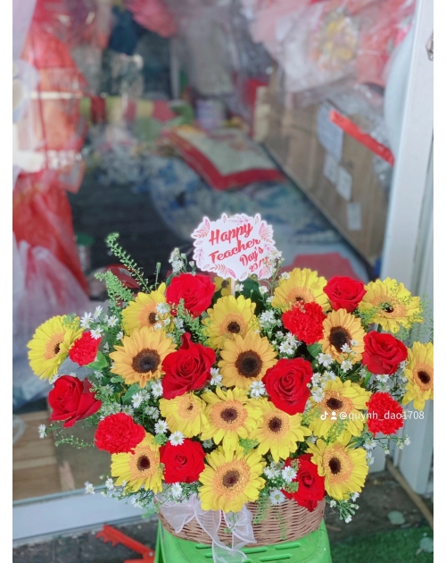 Giỏ hoa đồng tiền tặng khai trương người thân 