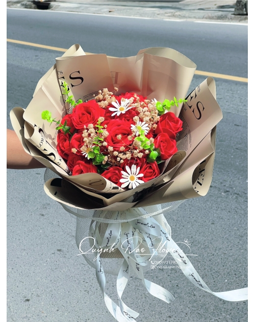 Bó hoa sáp đỏ mix baby