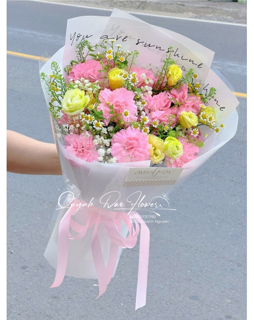 Bó hoa Cẩm chướng màu hồng 
