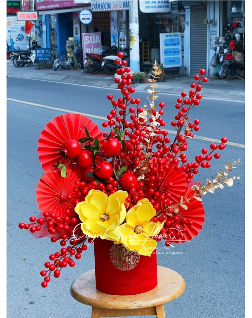 Chậu đào đông Tết 