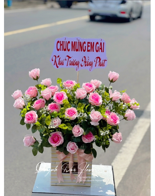 Giỏ hoa sáp Hồng cao cấp tặng sinh nhật 