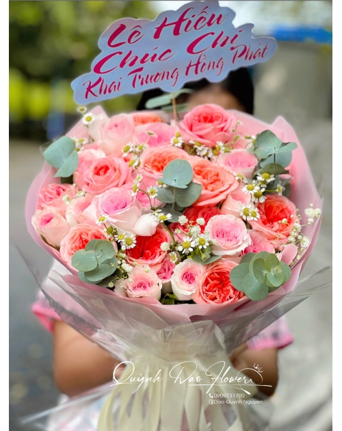 Bó hoa  Hồng mix tone hồng 