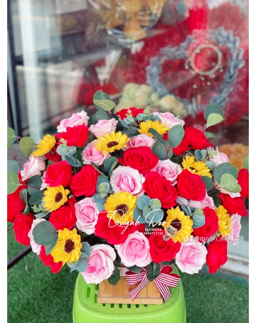 Giỏ hoa Hồng để bàn đẹp rẻ