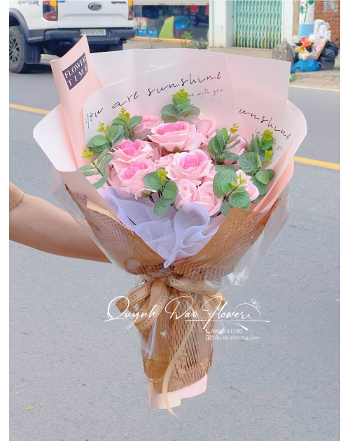 Bó hoa sáp hồng cao cấp 