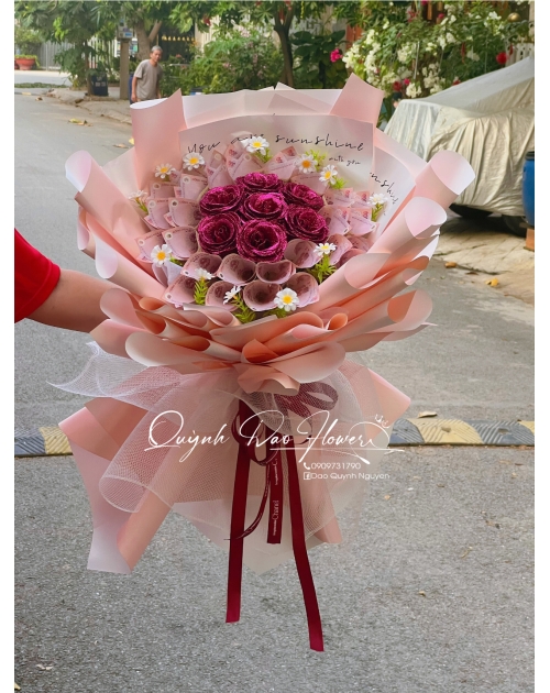 Bó hoa tiền 30 tờ 50k