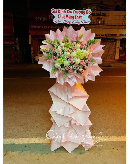 Ke khai trương hoa Hồng mix cẩm Tú cầu 