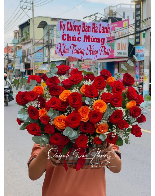 Giỏ hoa khai trương gần Vĩnh phú 
