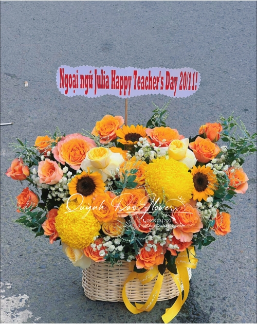 Giỏ hoa cam cúc mẫu đơn 