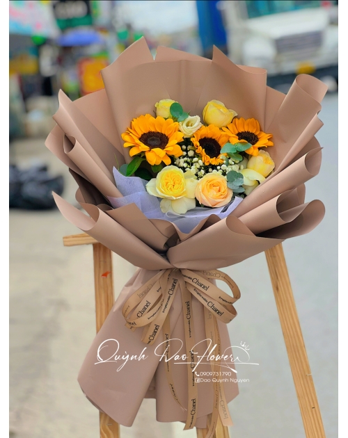 Bó hoa hướng dương mix Hồng vàng 