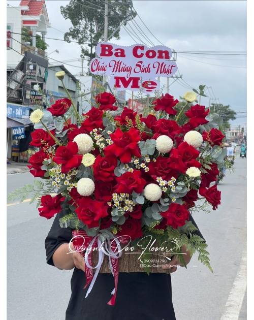 Giỏ gỗ hoa khai trương Thủ Đức 