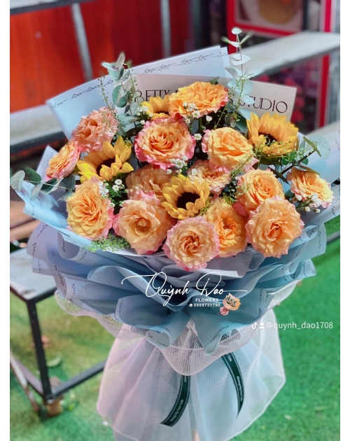 Bó hoa Hồng cam rẻ nhất 