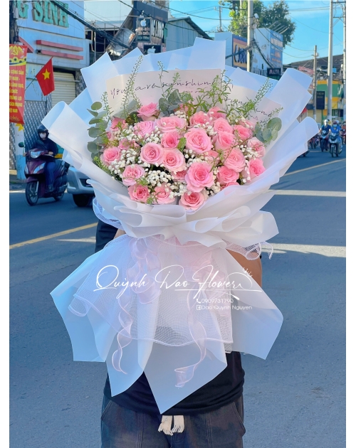 Bó hoa Hồng paster bình chuẩn 