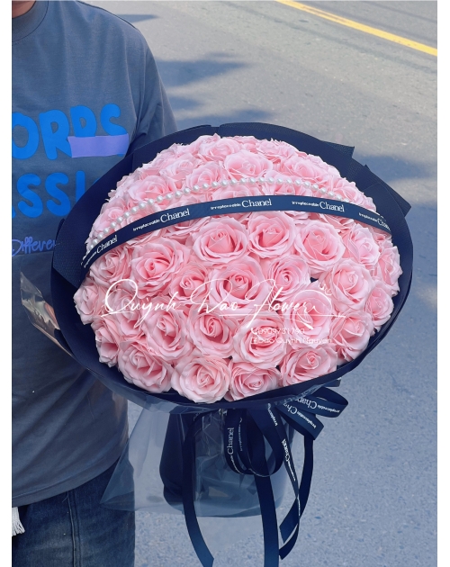 Bó hoa sáp Hồng kem tròn cao cấp 
