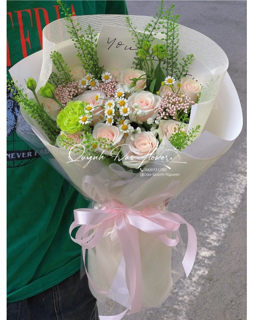 Bó hoa hồng kem dâu thủ Đức 