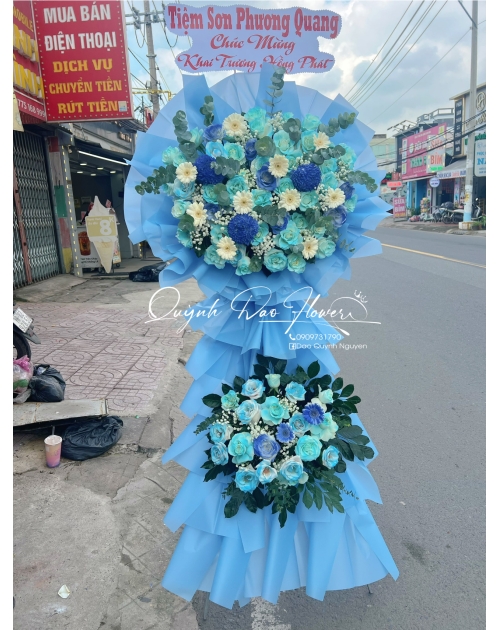 Kệ hoa chúc mừng xanh dương thuận an