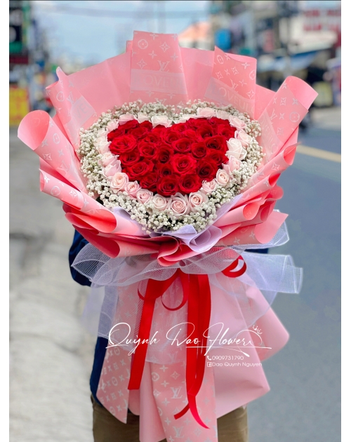 Bó hoa hồng trái tim 50 bông