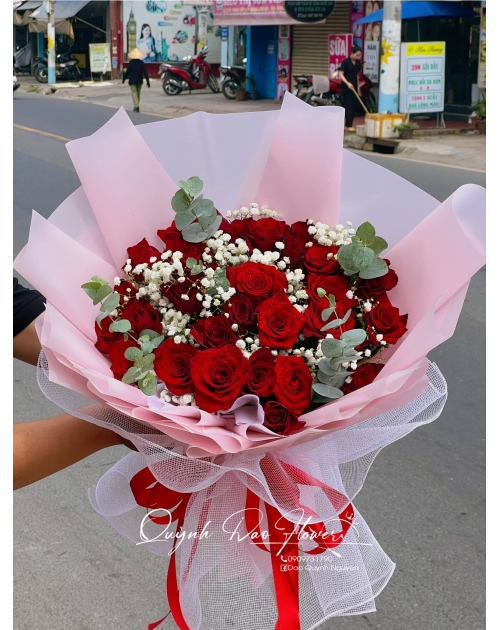 Bó hoa Hồng đỏ tròn 30 bông
